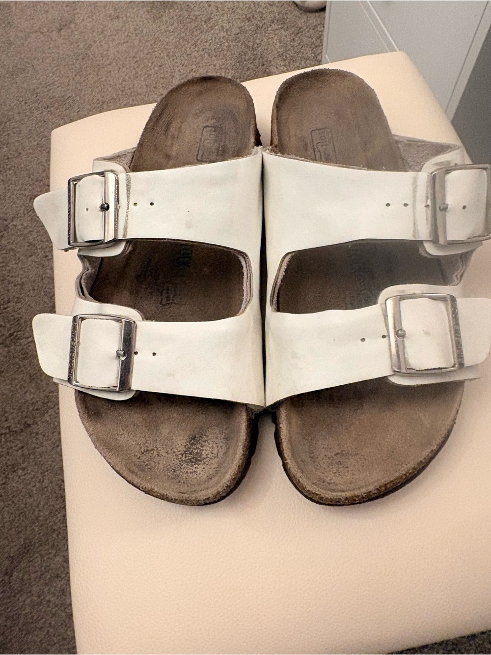 Birkenstock White Double-Buckle Slide Sandals size 39 US 8